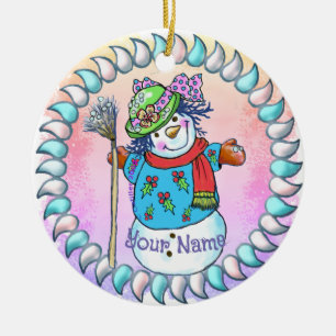 Dame neigeuse ornements bonhomme de neige