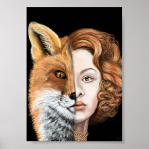 Dame Renarde - Affiche de Visage - Art de Peinture