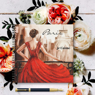 Dame romantique en Rouge Paris Carnet personnel