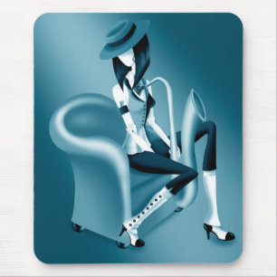 Dame Saxophoniste - Tapis de souris inspiré du Jaz