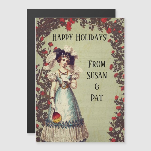 Dame victorienne dans la Rose rouge jardin avec ve (Devant / Derrière)