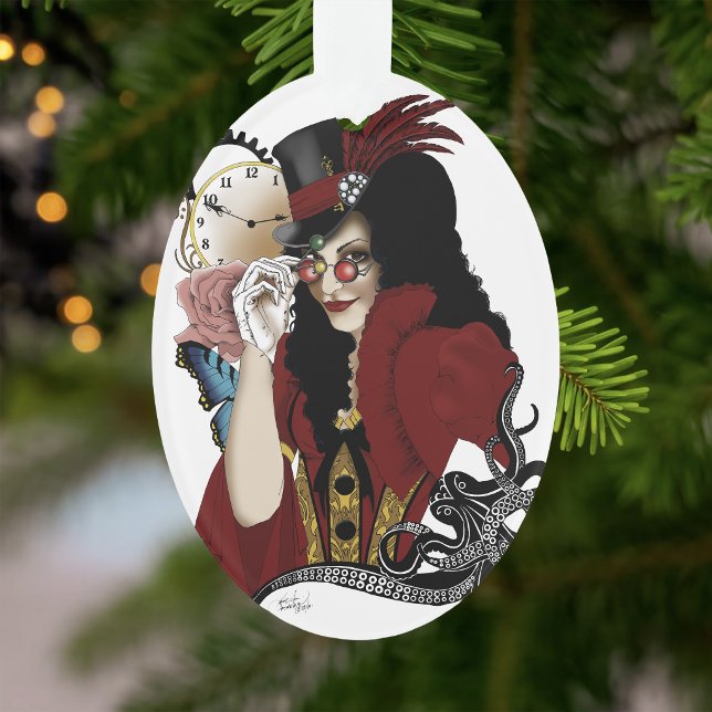 Dame victorienne rouge steampunk poulpe vintage (Créateur téléchargé)