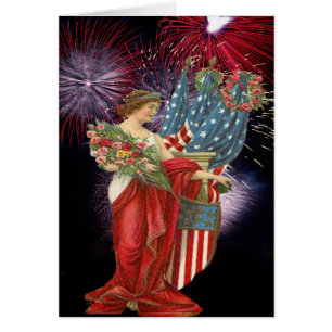 Dame vintage et feux d'artifice