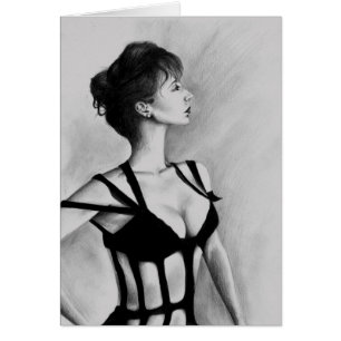 Dame Woman art original de Portrait Black et blanc
