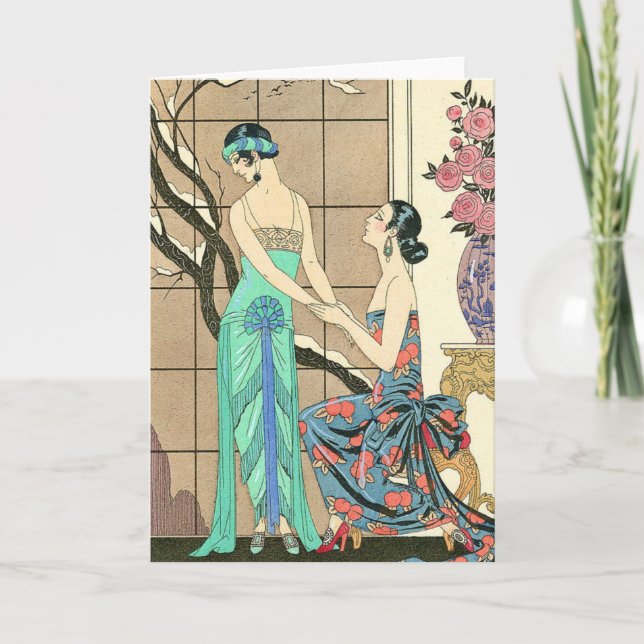 Dames d'art déco par la carte de voeux de fenêtre (Devant)