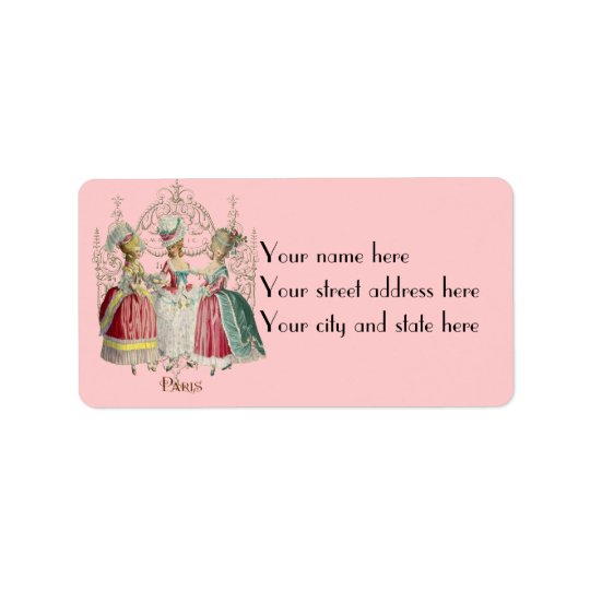 Dames de Marie Antoinette dans les étiquettes de