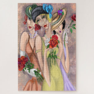 Dames modernes avec Puzzle Rose - Style Vintage