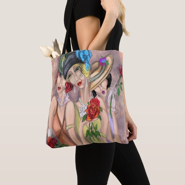 Dames modernes avec Sac fourre-tout Rose (De près)