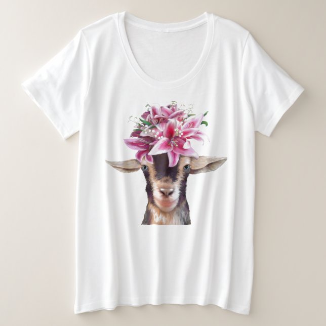 Dames Plus Taille Tee Lily la chèvre (Design devant)