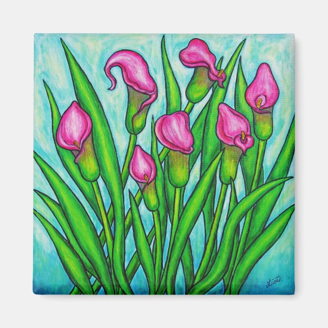 Dames roses - Calla Lily Aimant Floral (Devant)