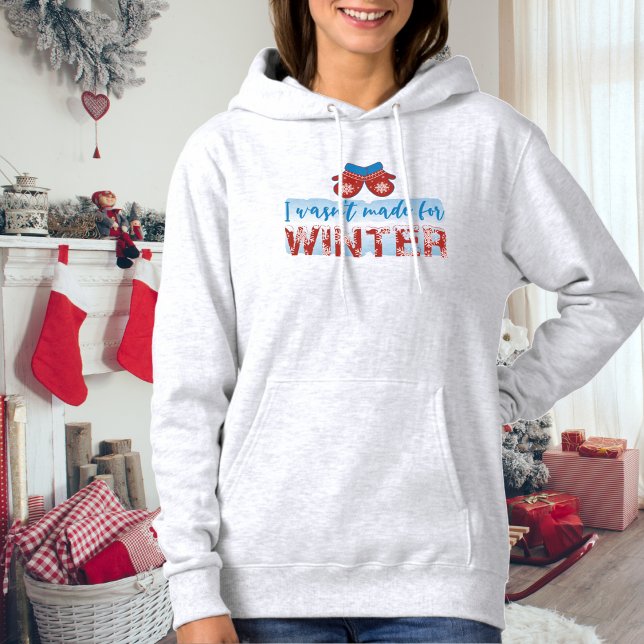 Dames sweat à capuche drôle rouge d'hiver (Funny Ladies Winter Mittens T-Shirt Hoodie)