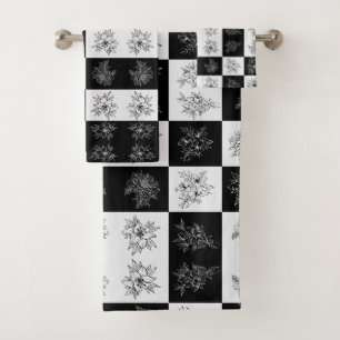 Damier monochrome Fleurs Élégant motif