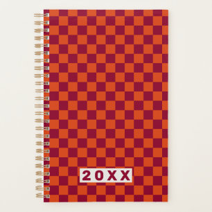Damier Orange Bourgogne Motif Rétro 2026