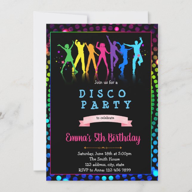 Dance disco invitation fête d'anniversaire (Devant)