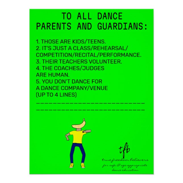 Dance Parent Rappel Banana Lime Poster (Devant)