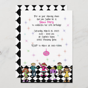 Dance Party Invitations Enfants Disco fête d'anniv