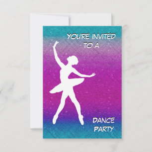 Dance Pink violet Turquoise Ombre Party Invitation
