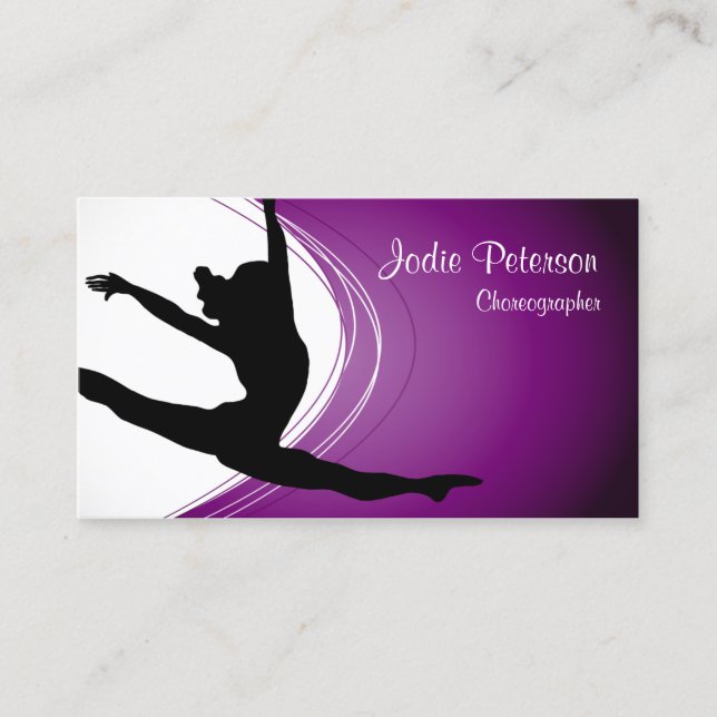 Dancer Jette Leap Silhouette Purple Carte de visit (Devant)