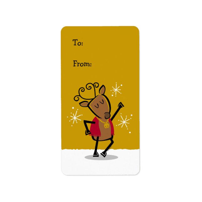 Dancer Reindeer Étiquette de balise de cadeau (Devant)