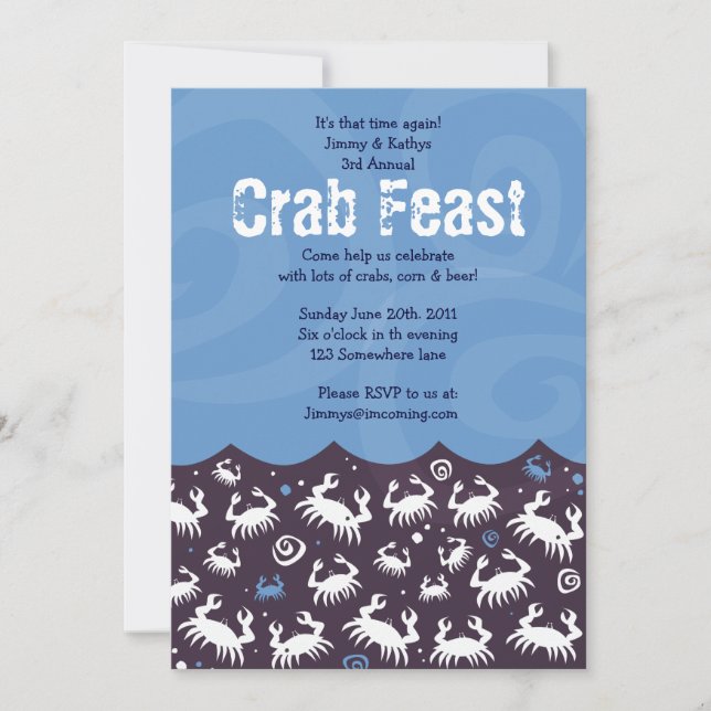 Dancing CRAB FEST FEST Dîner Invitation (Devant)