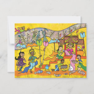 Dancing Devas - Carte postale de dessin Apsara