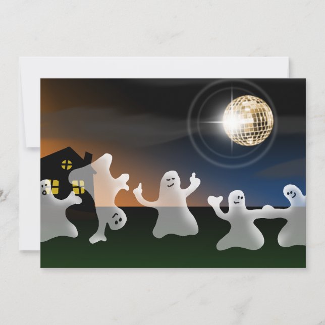 Dancing Disco Fantômes Halloween fêtes Invitations (Devant)