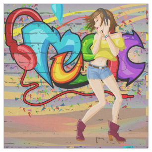 Dancing Girl 2 Musique Graffiti Tissu mural