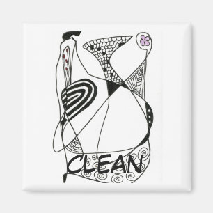 "Dancing Hen" Lave-vaisselle Abstrait Magnet d'éta