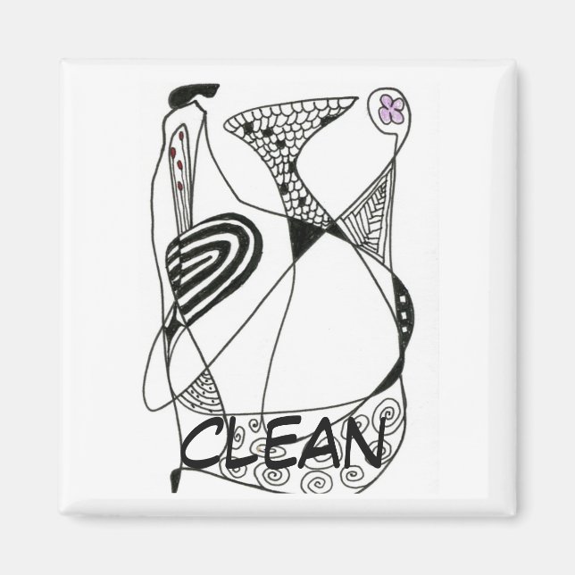 "Dancing Hen" Lave-vaisselle Abstrait Magnet d'éta (Devant)