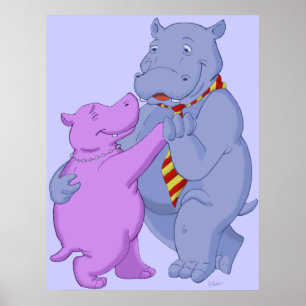 Dancing Hippo Tango Poster Print