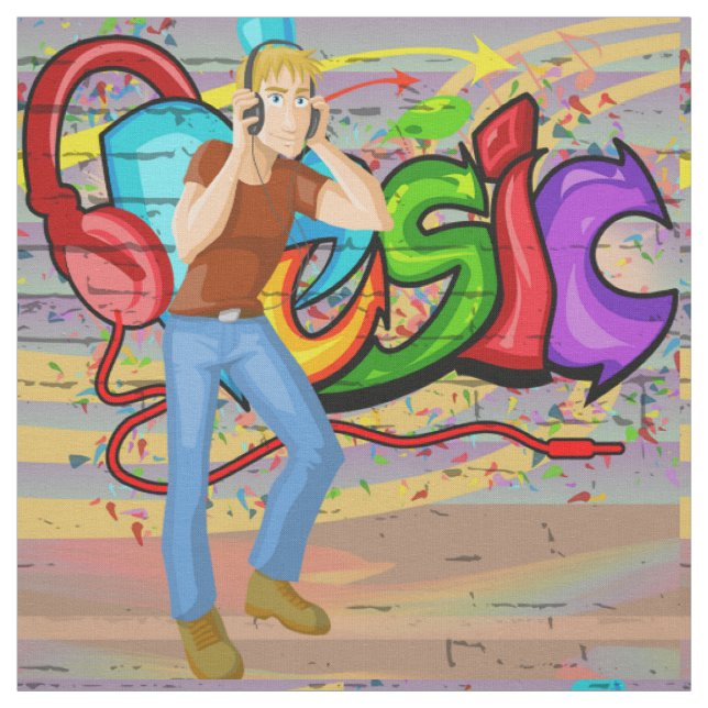 Dancing Man Musique Graffiti tissu mur (Échantillon)
