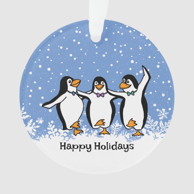 Dancing Penguins Design Ornement acrylique (devant)