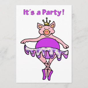 Dancing Pig in Tutu Invitation