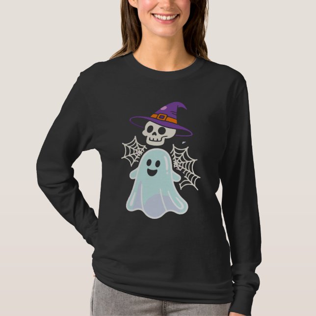 Dancing Skeleton Drôle Halloween T-shirt crâne (Devant)