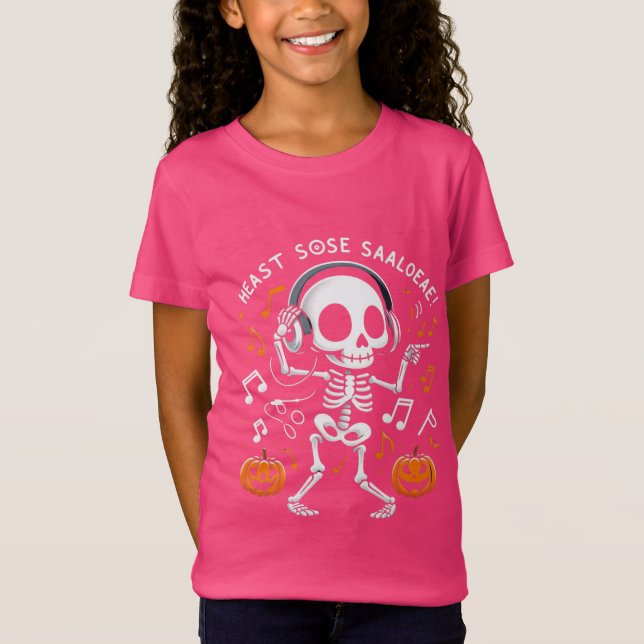 Dancing Skeleton Halloween Music Party T-shirt (Devant)