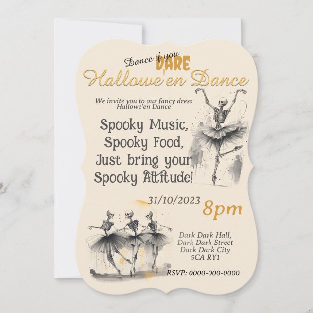 Dancing Skeletons Hallowe'en Dance Invitation (Devant)