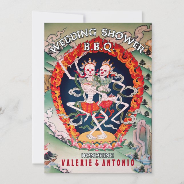 Dancing Skeletons Wedding shower BBQ Invitations (Devant)