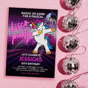 Dancing Unicorn Disco Party Invitation