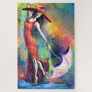Dancing Woman with Umbrella Puzzle