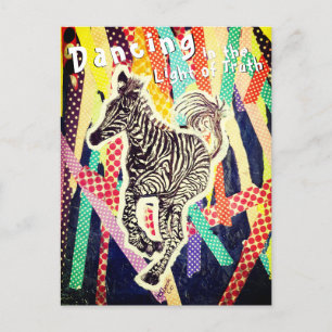 Dancing zebra funky mixmedia carte postale