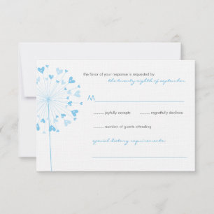 Dandelion bleu Fleurs Amour Mariage Carte RSVP