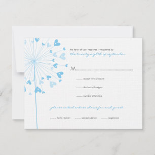 Dandelion bleu Fleurs Amour Mariage Carte RSVP