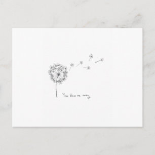 Dandelion main illustré drôle carte Valentines