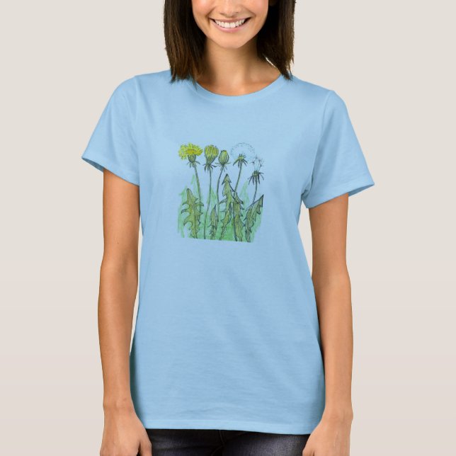 Dandelion Plante de Herbe Médicale Dessin T-shirt (Devant)