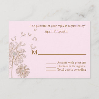 Dandelion rose et Brown Carte de mariage personnal