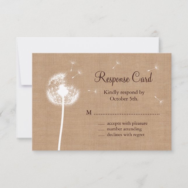Dandelion sur Burlap RSVP (Devant)