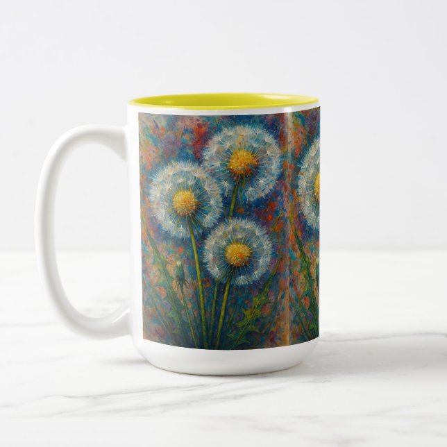 Dandelions Mug à café à deux tons (Gauche)