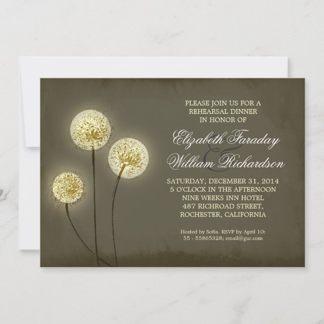 Dandelions pétillants répétition invitations dîner (Devant)