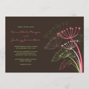 Dandelions roses doux Invitation au mariage du pri