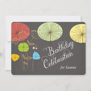 Dandelions sur le Invitation d'anniversaire du lin